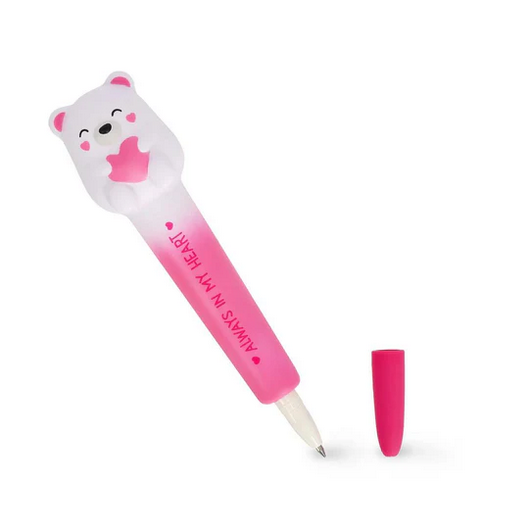Legami Squishy Gel Pen - Teddy Bear and Heart  Pink