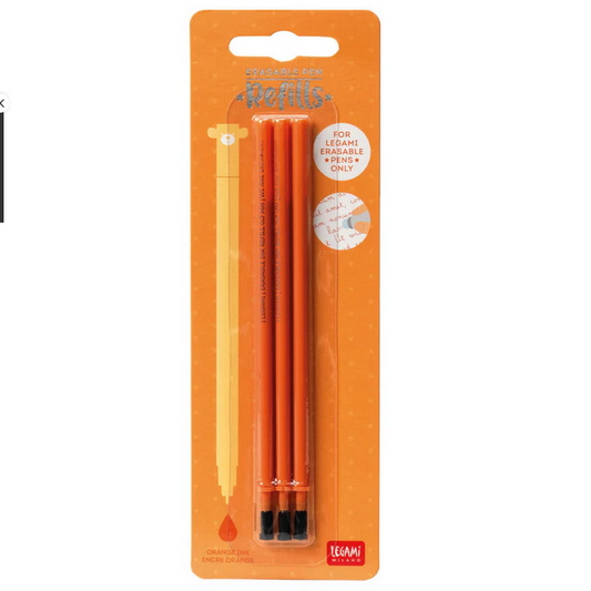 Legami Orange Erasable Gel Pen Refills - 3 Pack